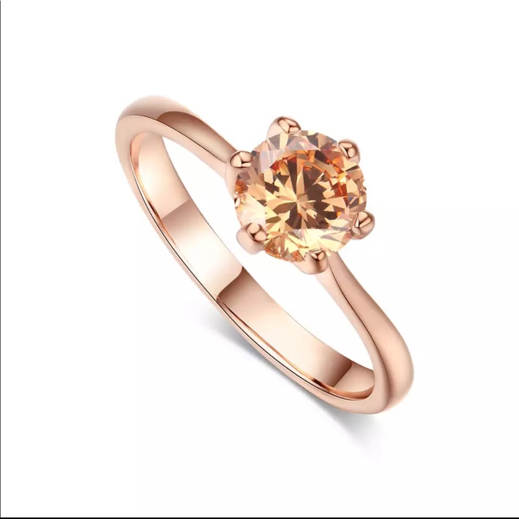 Dainty Rose Gold Cz Cubic Zirconia Solitaire Ring